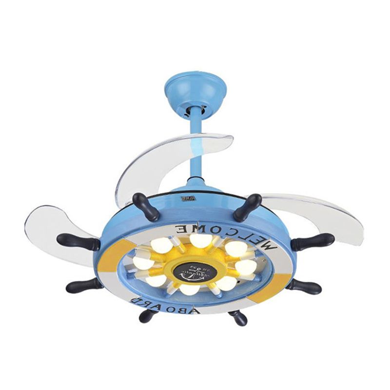 Modern Ceiling Fan Light Fixture Children's Style Metal Bedroom Ceiling Flush Light