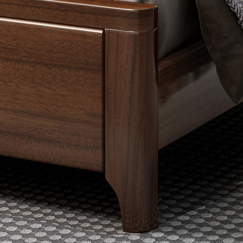 Upholstered Headboard Bed Solid Wood Walnut Bed Low Profile Bed Frame