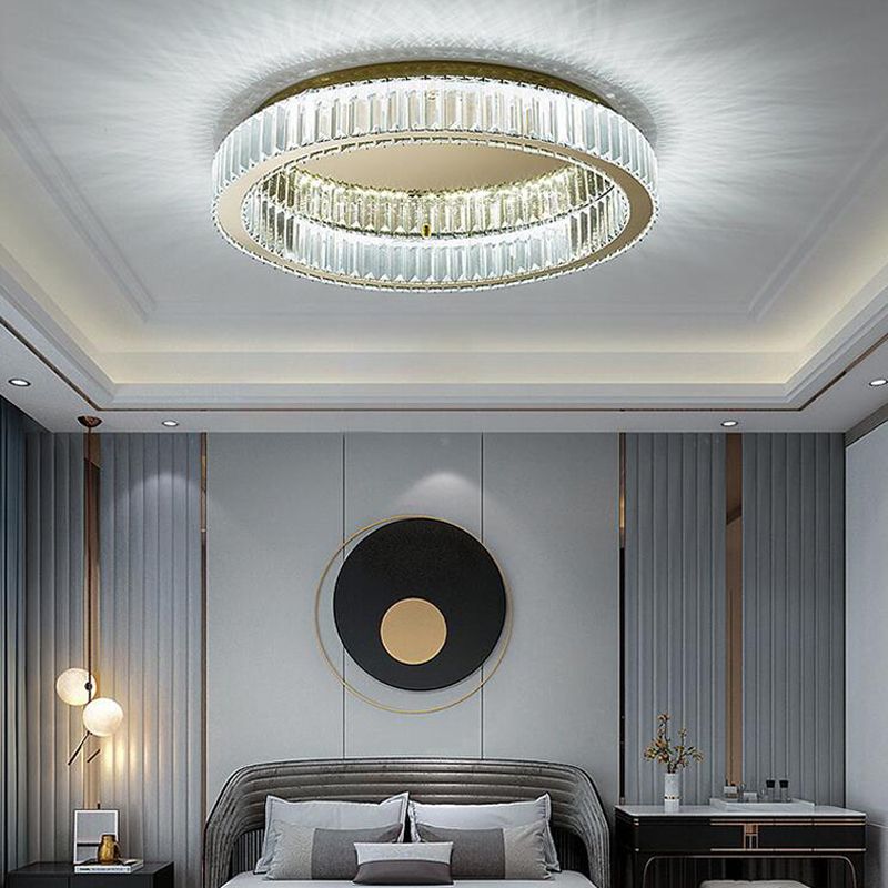 Roestvrij-staal ronde LED plafond licht in moderne luxe stijl kristal plafond armatuur in goud