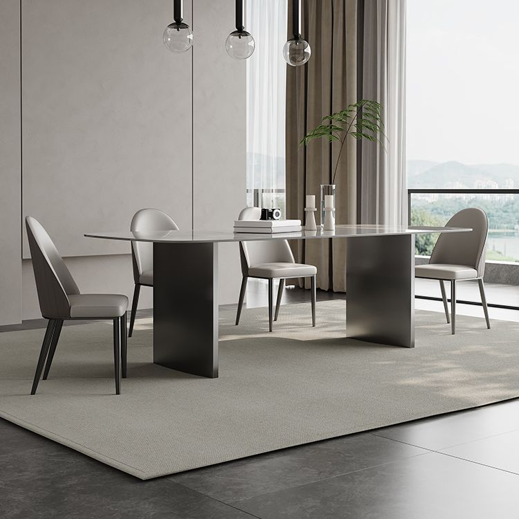 White Stone Dining Set with Padded Chairs 1/4/5/6 Pcs Modern Dinette Set