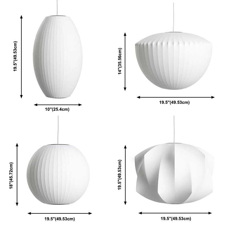 Zeitgenössische schattierte Suspension Anhänger Leichter Stoff Esszimmer Hanges Lichtkit in Weiß