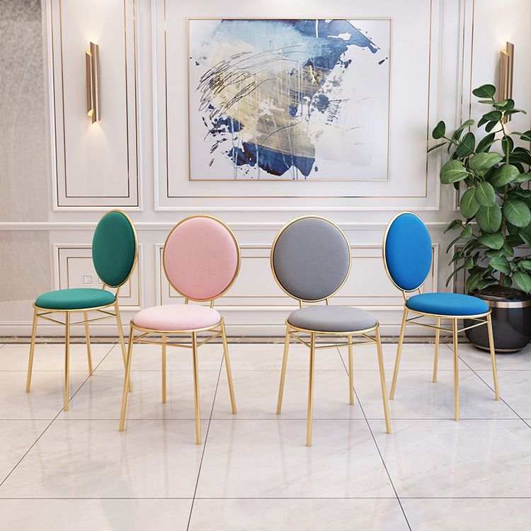 Glam Style Side Chair Upholstered King Louis Back Armless Dining Chair