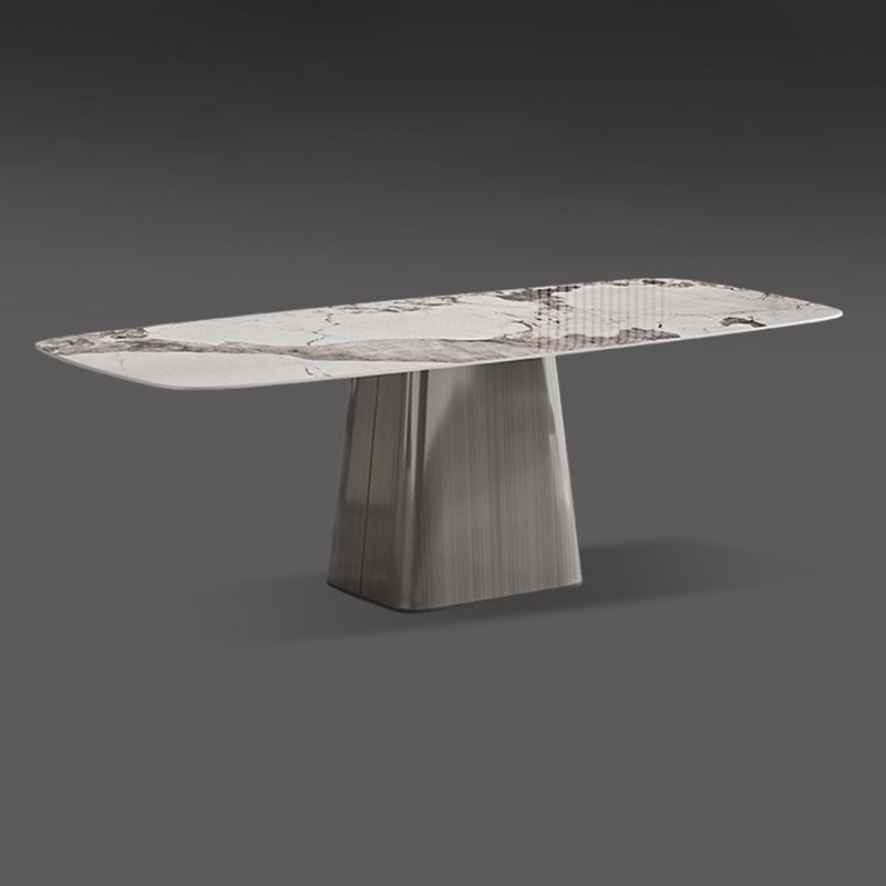 Metaal traditionele luxe rechthoekige tafel gesinterde steen binnen tafel met grijs voetstuk