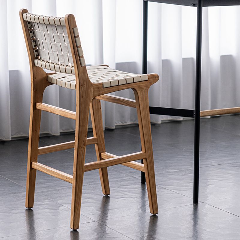 Contemporary 37" Height Solid Wood Backrest Counter High Stool