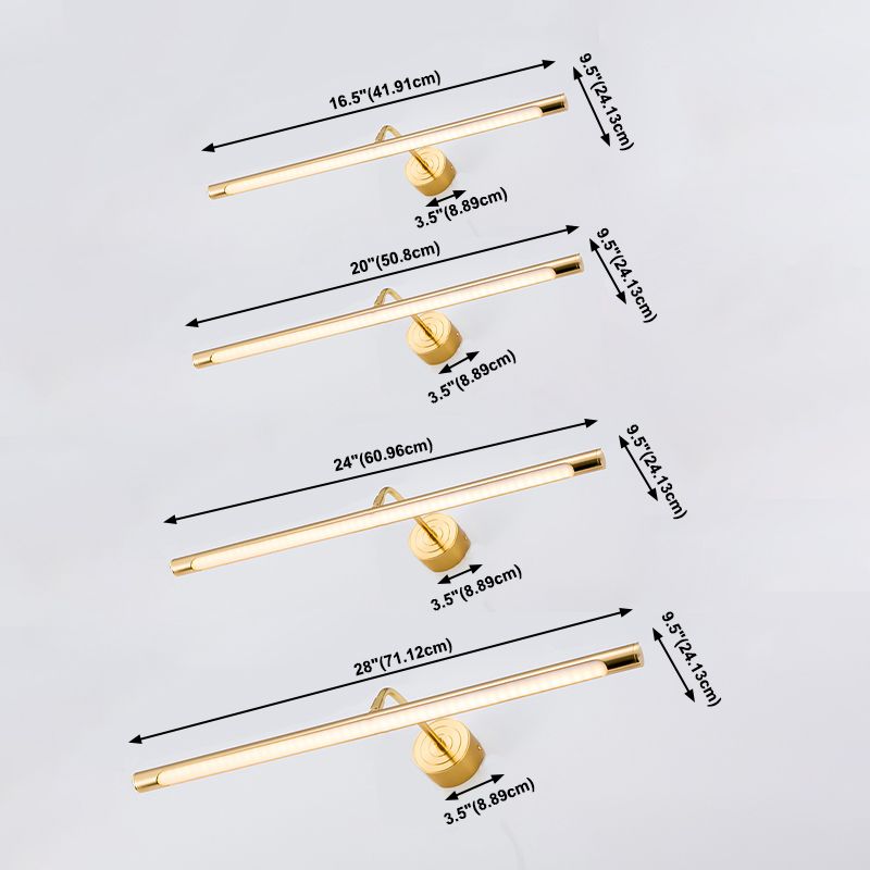 Linear Wall Light Fixture Modern Metal 1 Light Sconce Light in Gold