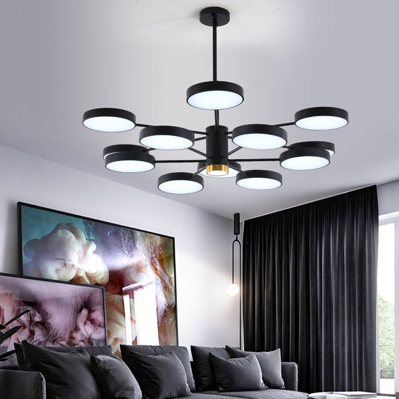 Metal Round Shape Hanging Ceiling Light Modern Style Multi Lights Hanging Light