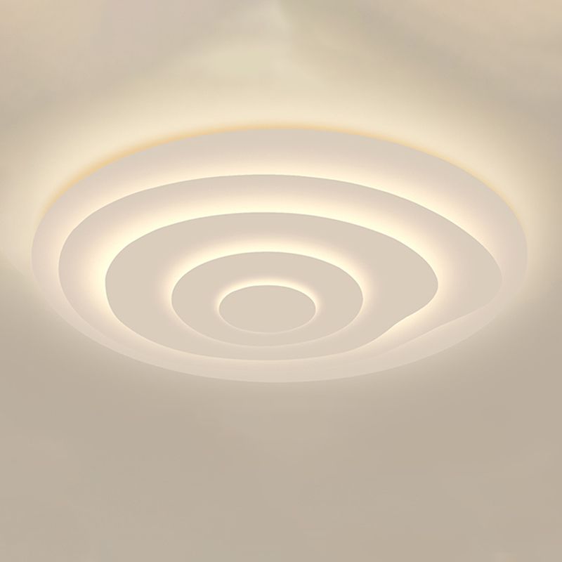 Plafonnier LED circulaire blanc en fer laqué de simplicité moderne avec abat-jour en acrylique