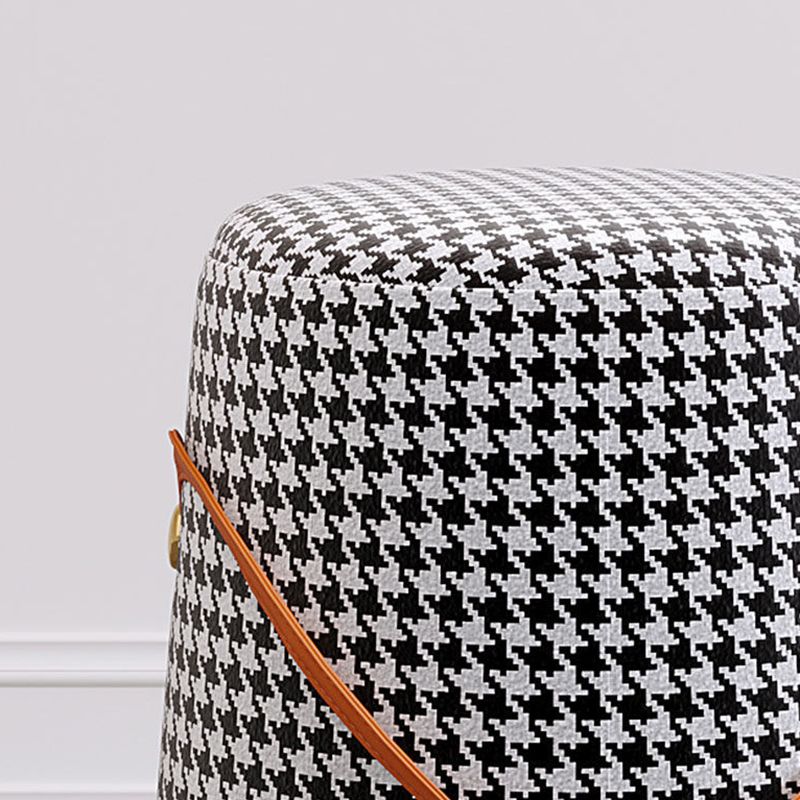 Contemporary Footstool Ottoman Fabric Upholstered Portable Round Ottoman