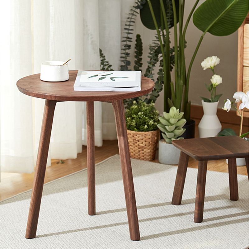 Contemporary End Table Solid Wood Brown Living Room Side Table