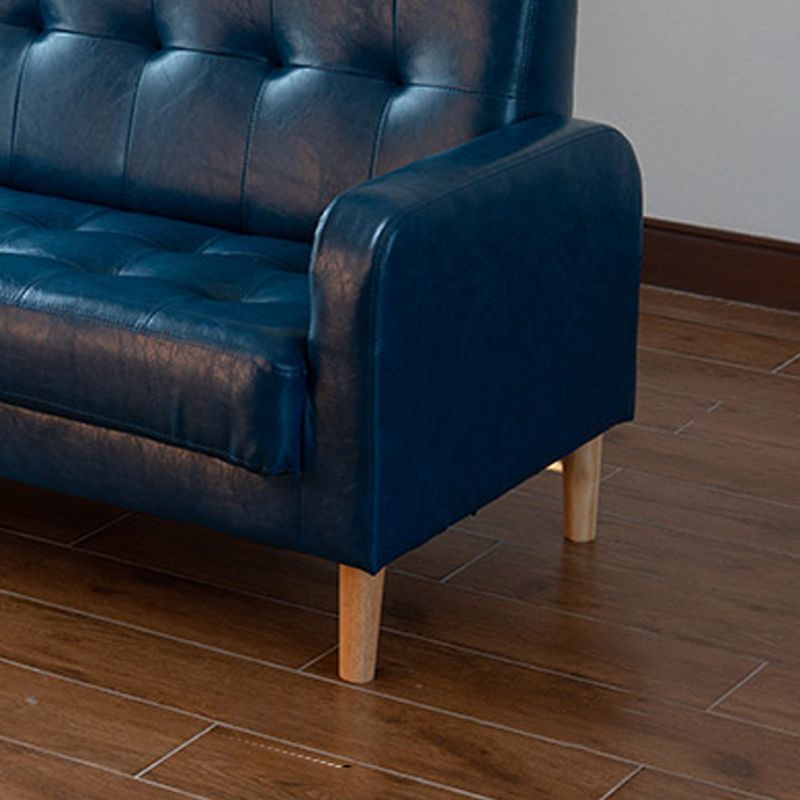 Modern Single Cushion Seat Sofa Tufted Back Faux Leather Sofa