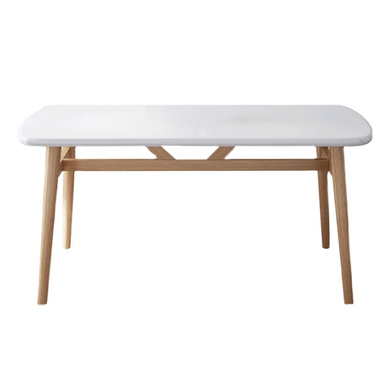 Contemporary Rectangular Wooden Dining Table with Iron Trestle for 2-4 People