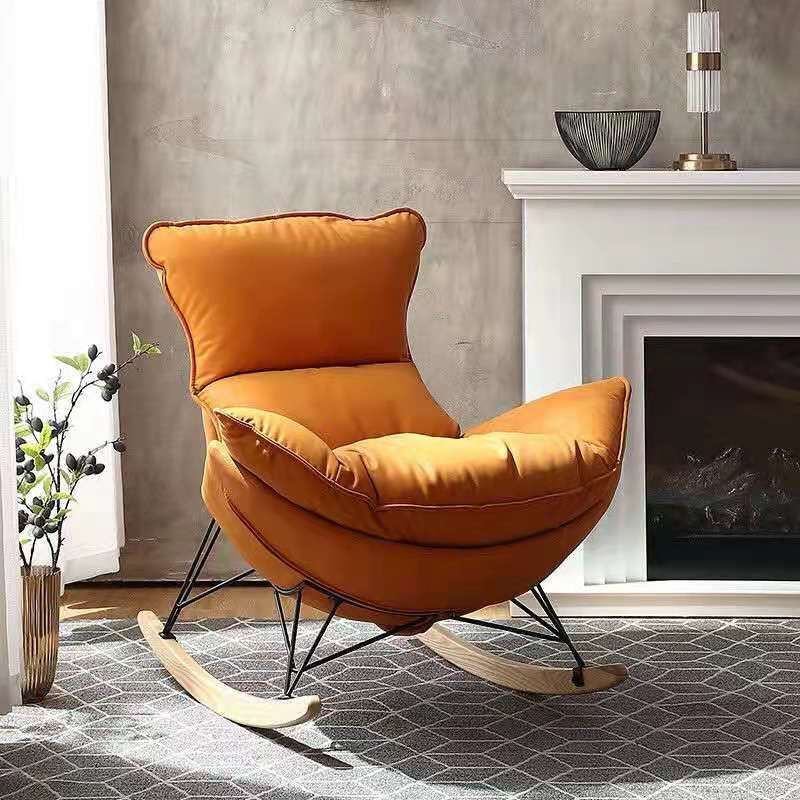 Blue Modern Rocking Chair Upholstered Rocker Chair for Home Decor