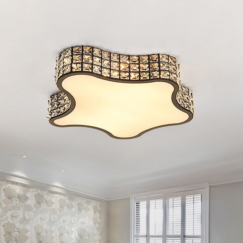 Minimalist Star Flush Ceiling Light LED Inserted Crystal Light Fixture Ceiling in Black