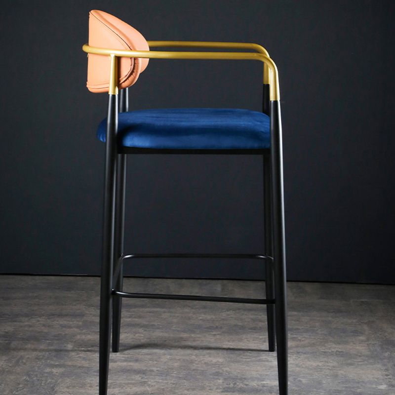 Full Back Upholstered Bar Chair Industrial Arm Rectangle Bar Stool