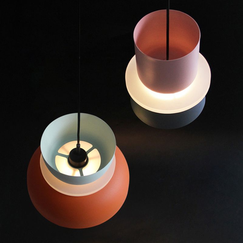 Moderne zeitgenössische Anhängerbeleuchtung farbenfrohe Makkaron -LED -Leuchte Leuchte