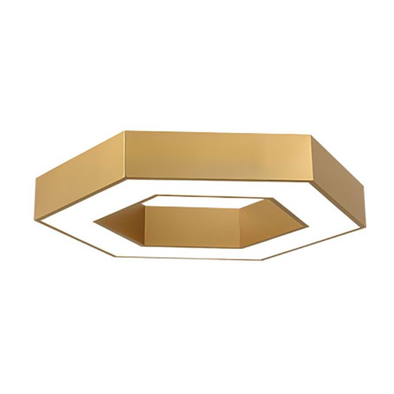 Nordic Hexagon Ceiling Light Metal Gold LED Flush Mount Light for Office