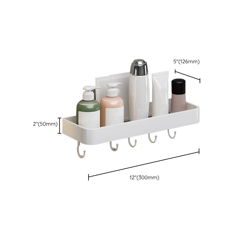 Contemporary Bathroom Accessory Set Metal Bath Shelf in White
