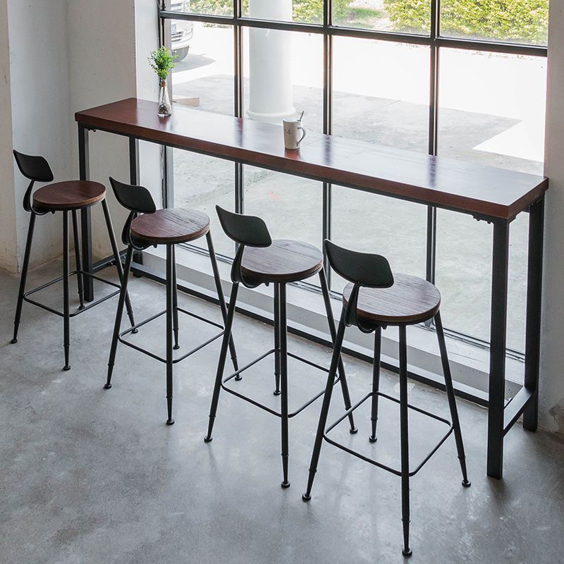Industrial Style Solid Wood Bar Table Rectangle Bar Height Bar Dining Table