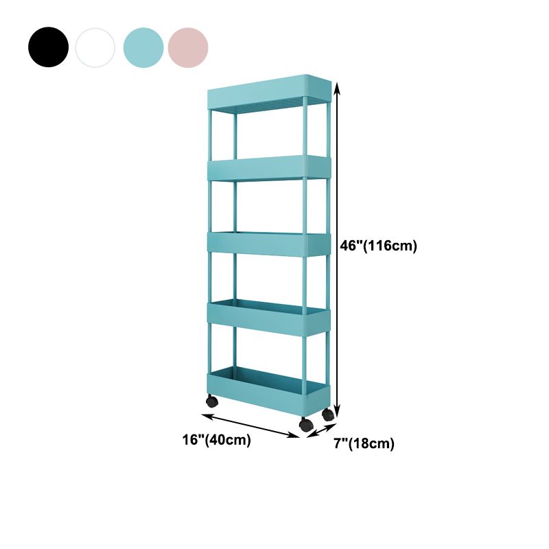 Modern Style Bookshelf Open Back Vertical Bookcase with Caster Wheels