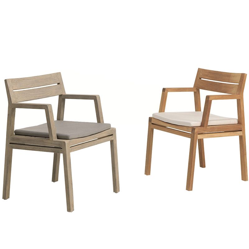 Solid Wood Dining Armchair Contemporary Outdoors Dining Chair with Arm
