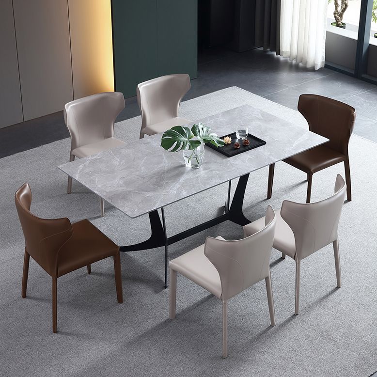 Moderne eigentijdse lederen eetkamerstoel Pure Color Wingback Side stoel