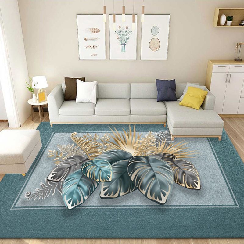 Flower Plant Rug Area Carpet Easy Care Machine Washable Indoor Rug for Decoration