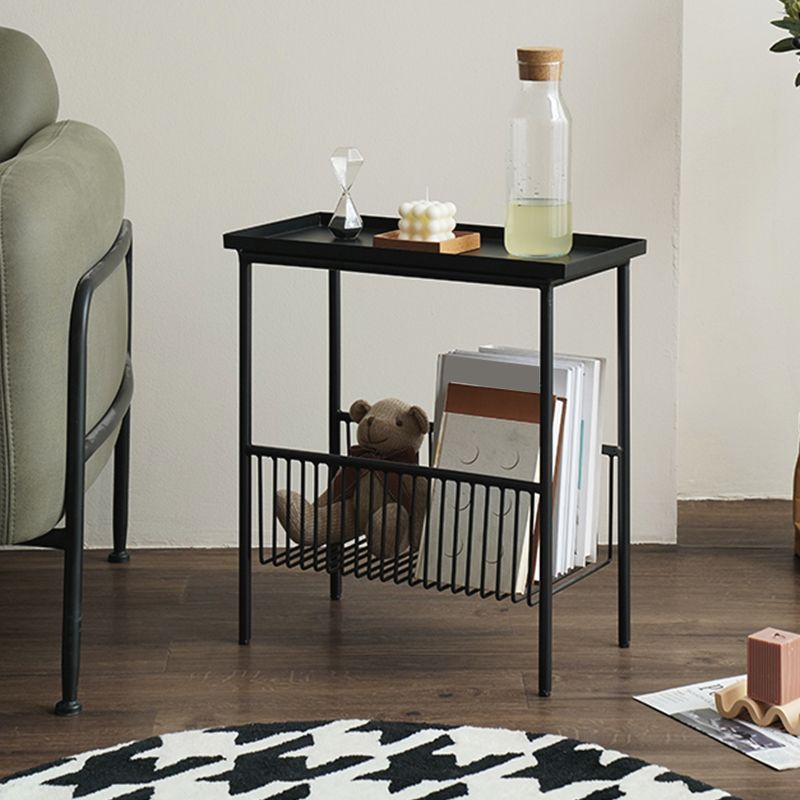 Contemporary Tray Top End Table 21.65" Tall Metal Side Table