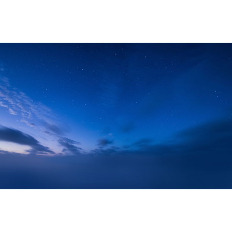 Blue Contemporary Mural Decal Full Size Cloud and Starry Sky Wall Decor for Bedroom