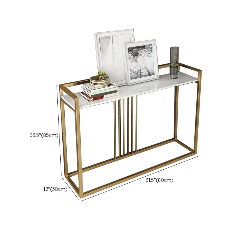 Glam Marble Console Sofa Table Gold Frame Accent Table for Hall