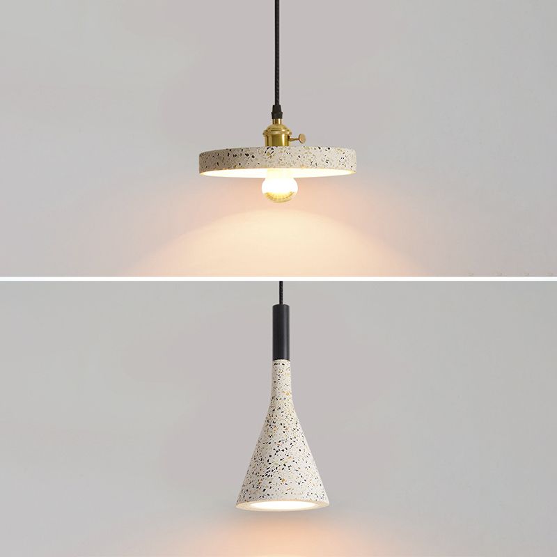 Terrazzo Small Pendant Light Fixture Nordic 1 Head White Suspension Lamp for Living Room