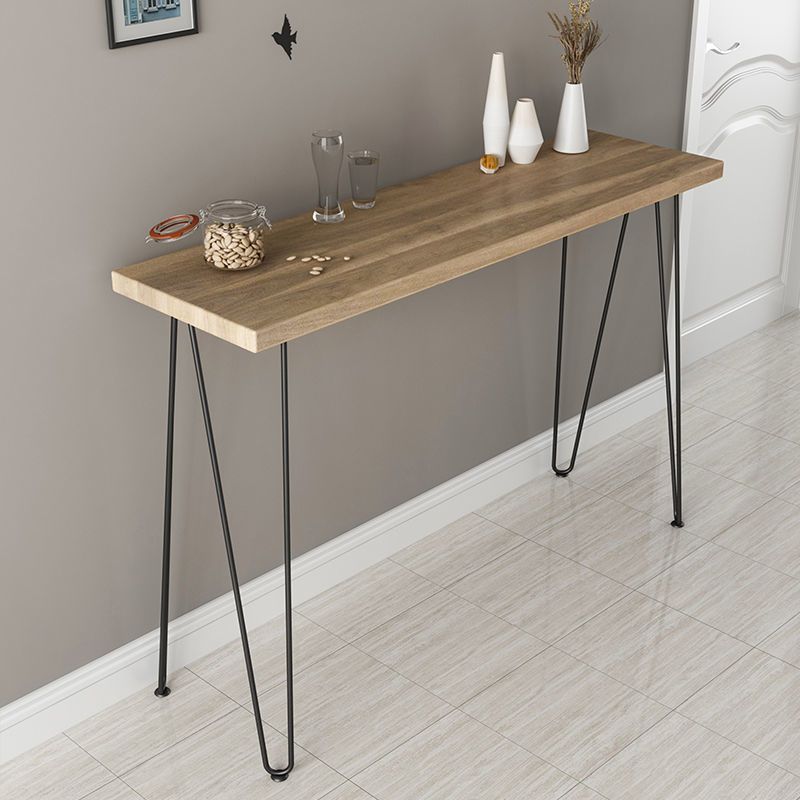Rectangle Solid Wood Console Table Ironcraft Frame Accent Table for Hall