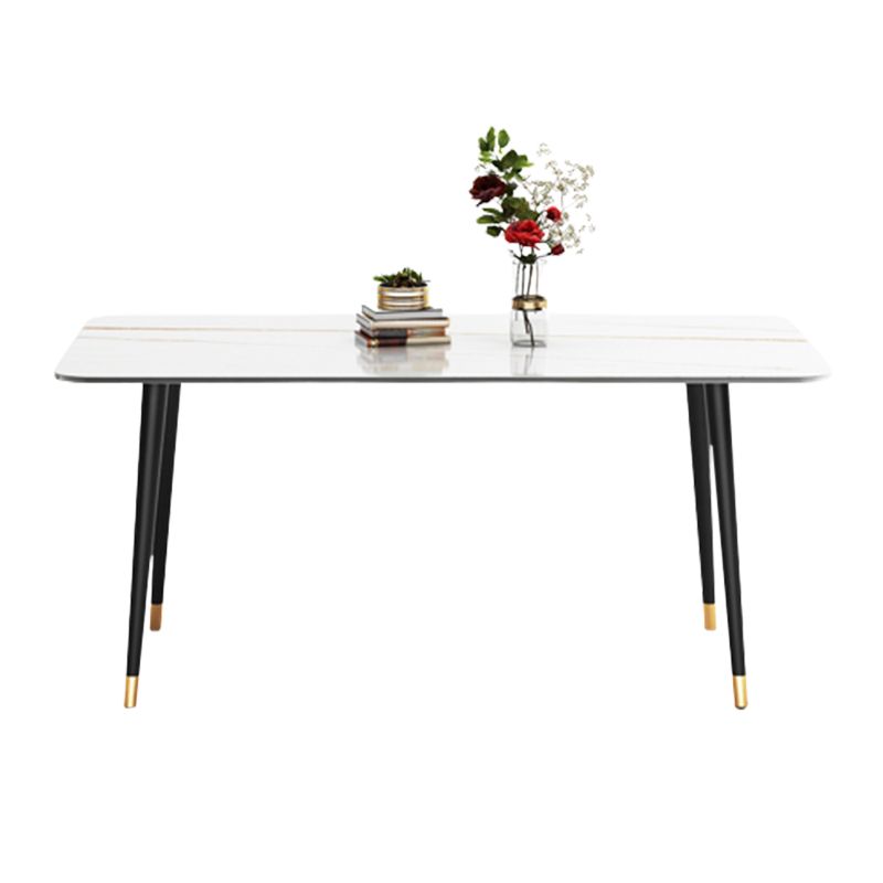 Metal and Stone Table Glam Style Minimalist Home Rectangular Dining Table
