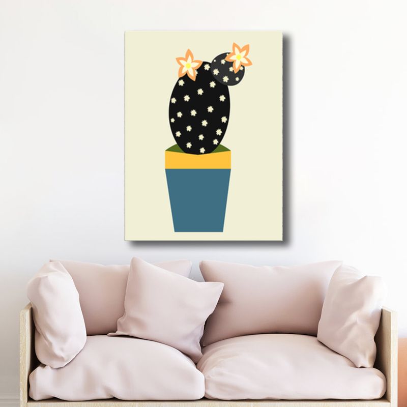Cactus Potting Art Print Texturé Décoration murale intérieure de maison scandinave en couleur claire