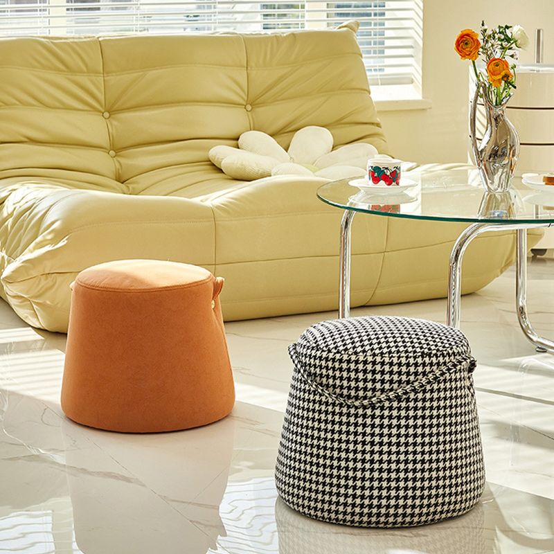 Orange Modern Pouf Tear Resistant Pure Color Pouf for Living Room