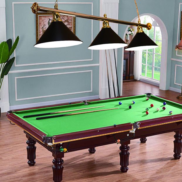 Conical Metallic Billiard Light Factory 3-Head Indoor Island Lighting Fixture in Black/Red/Blue