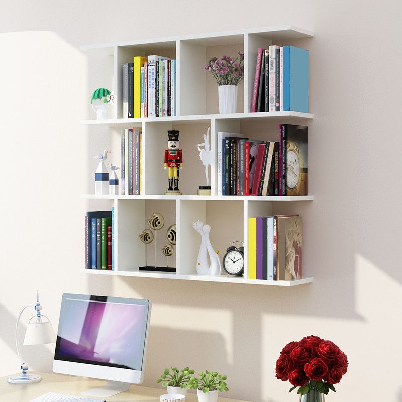 Wall Mounted Bookcase Engineered Wood Bookshelf Open Bookcase