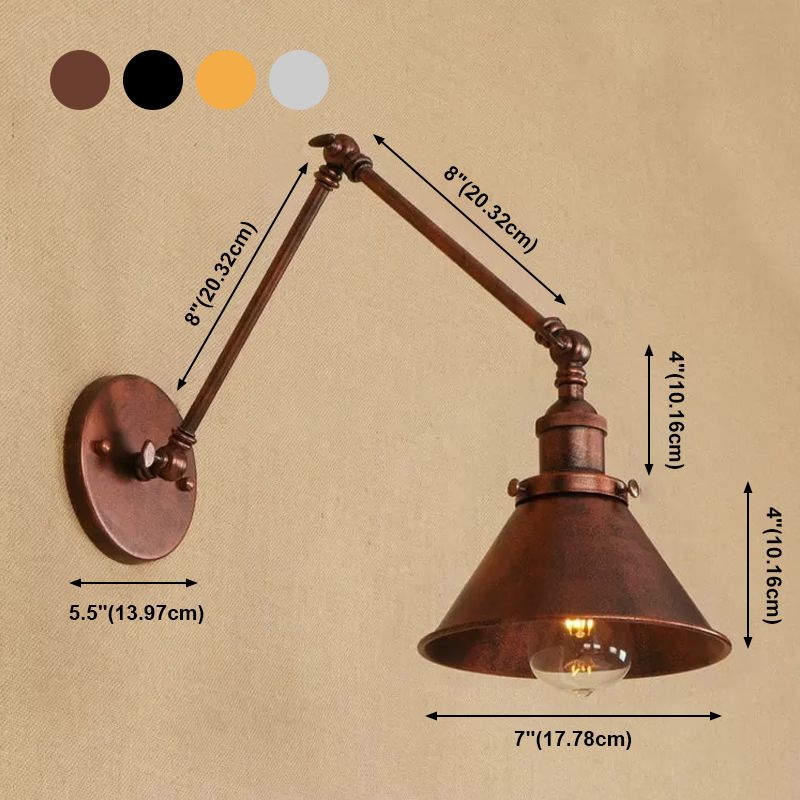 Industrial Swing Arms Wall Mounted Light Metal 1 Light Wall Mounted Lamp