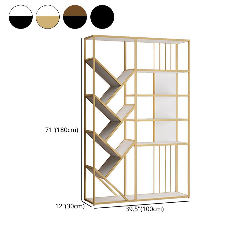 Modern Vertical Etagere Bookshelf Metal Frame Manufactured Wood Shelf Bookcase