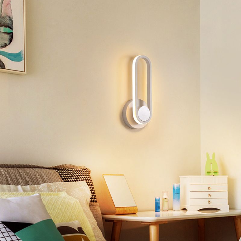 1-Light Oval Wall Mount Light Modern Style Metal Wall Sconce Lights