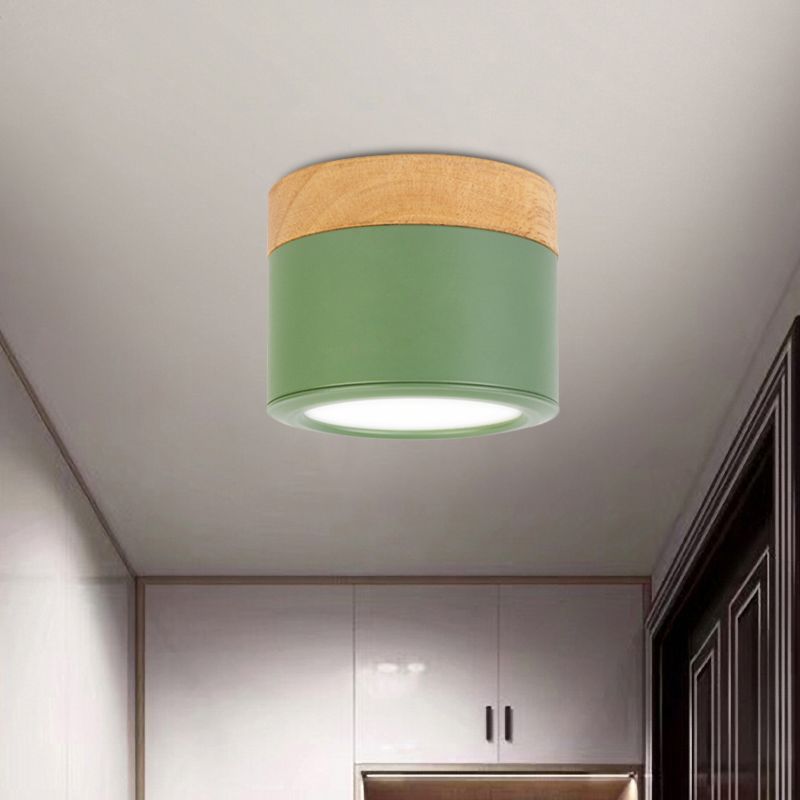 Bathroom Hallway Round Flush Mount Light Acrylic Macaron Loft Small Green/Grey/White Ceiling Lamp