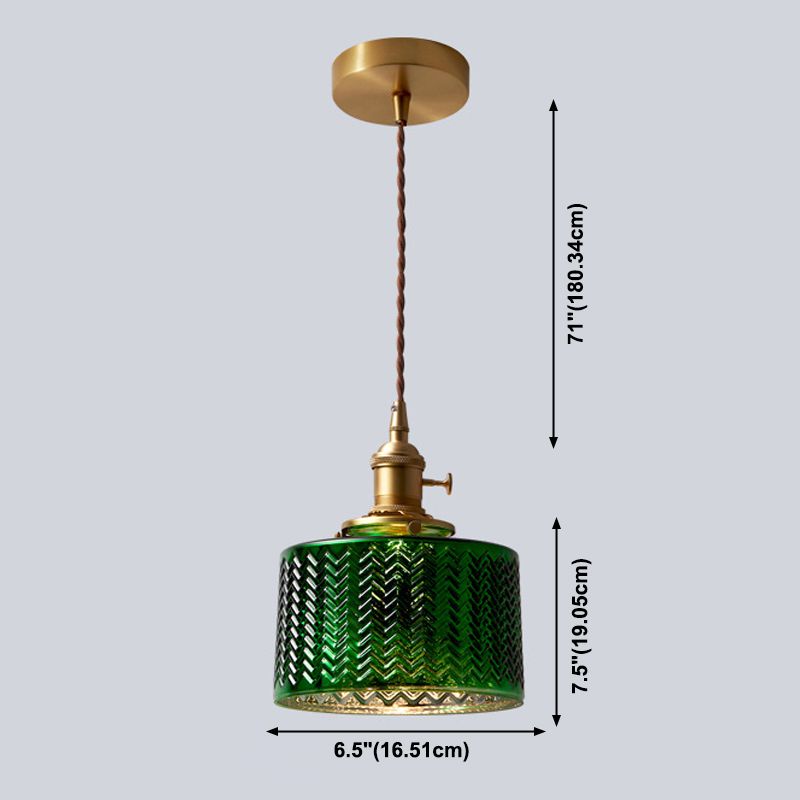 Zeitgenössische grüne Glasanhänger Beleuchtung 1 Kopfhängerlampe für Esszimmer