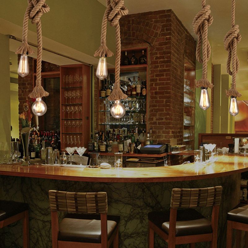 Rope Pendant Lighting Fixtures Industrial Multi Light Hanging Ceiling Lights