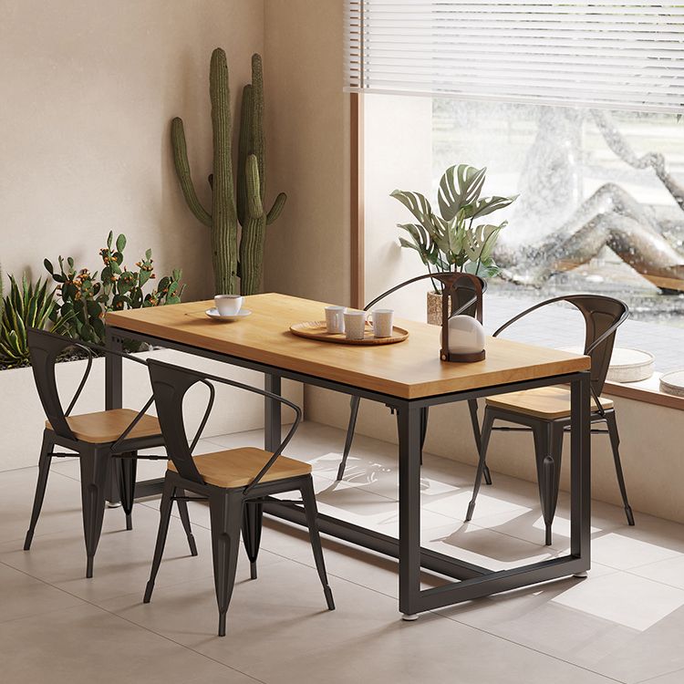 Industrial Wood Dining Table Set 1/2/5 Pieces with Metal Base Kitchen Furniture Set