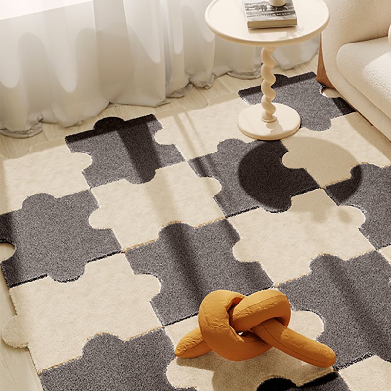 Modern Carpet Tiles Shag Puzzle Detail Color Block Carpet Tiles