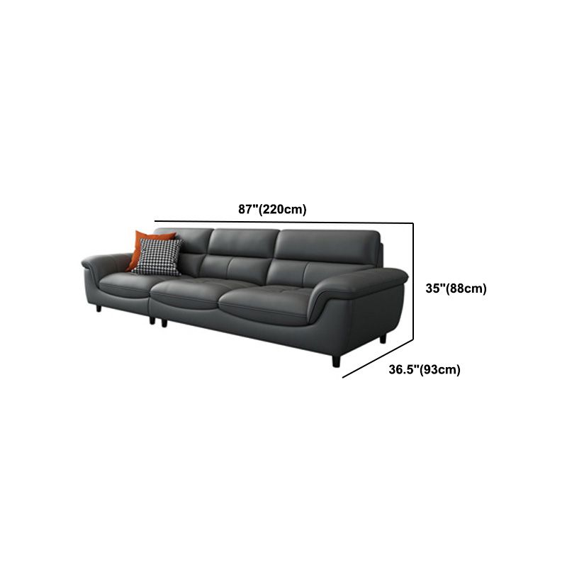 Genuine Leather Stain Resistant Contemporary Pillow Top Arm Sofa Couch