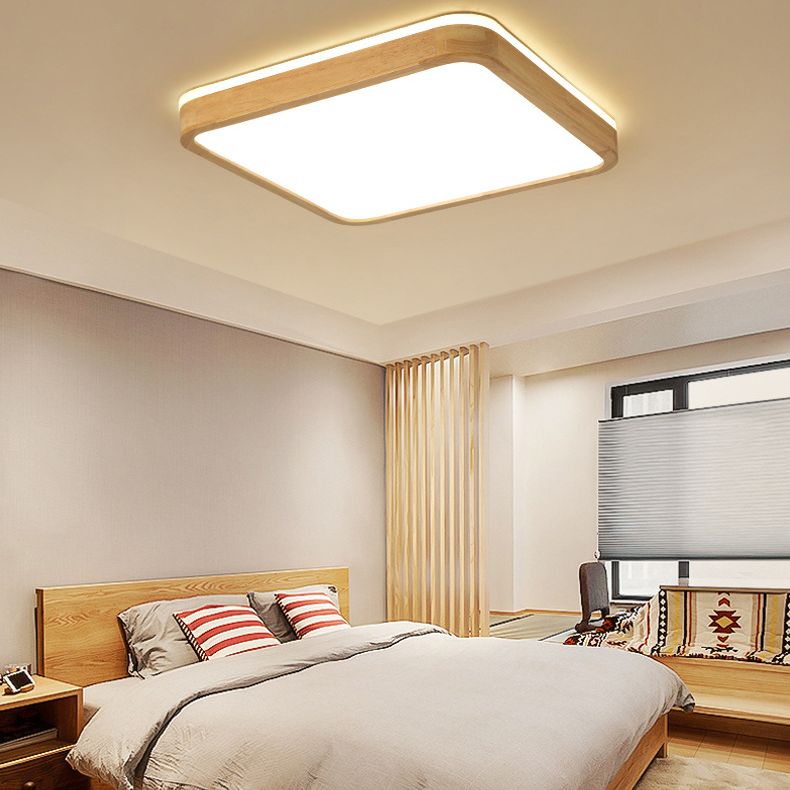 Luminaria de techo empotrada geométrica nórdica de madera LED para dormitorio en madera