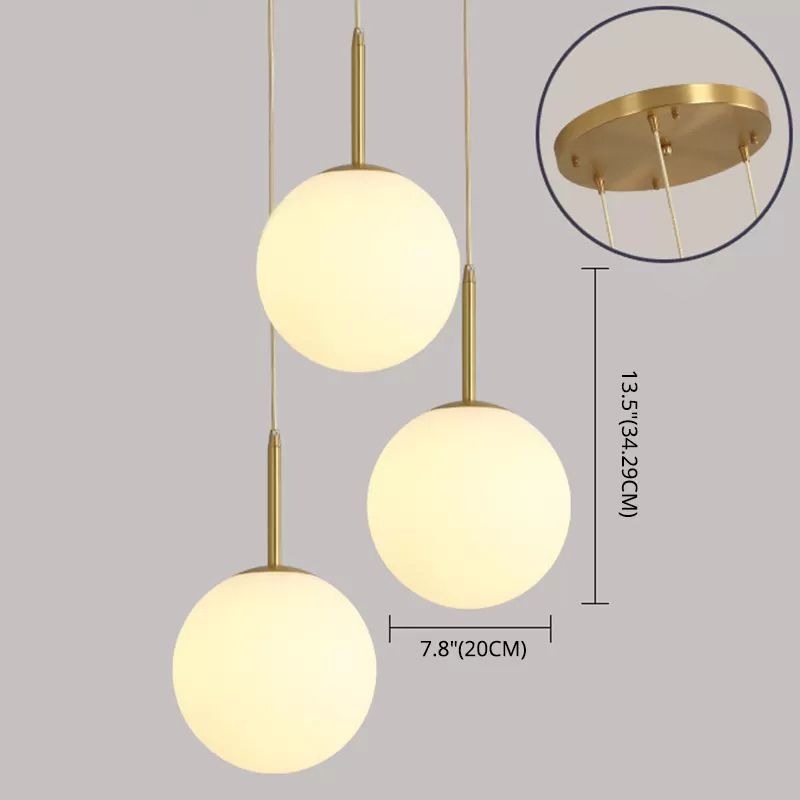 Modern Minimalist Design Hanging Lamp White Globe Glass Shade Pendant Light for Dining Room Table