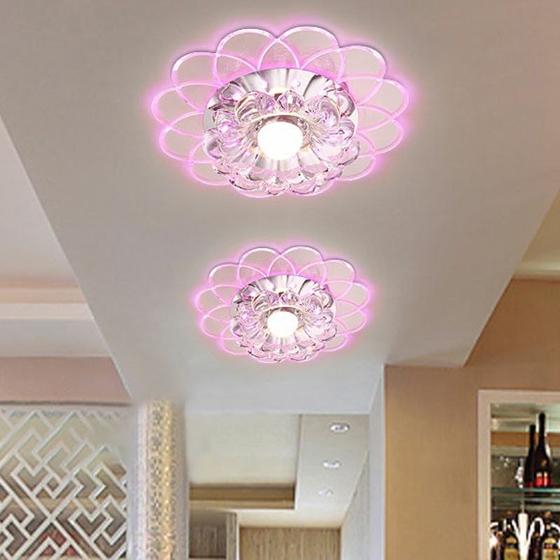 Floral Flush Ceiling Light Contemporary Crystal Clear LED Flush Mount Lighting Fixture
