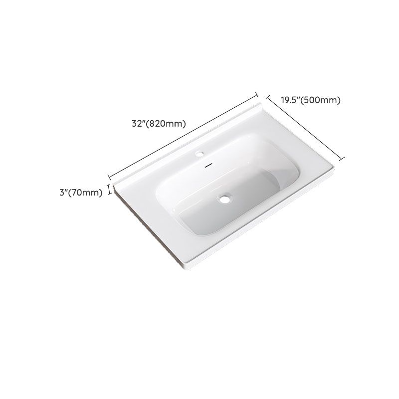 Modern Basin Sink Porcelain with Overflow Drop-in Bathroom Sink(Not Included Faucet)