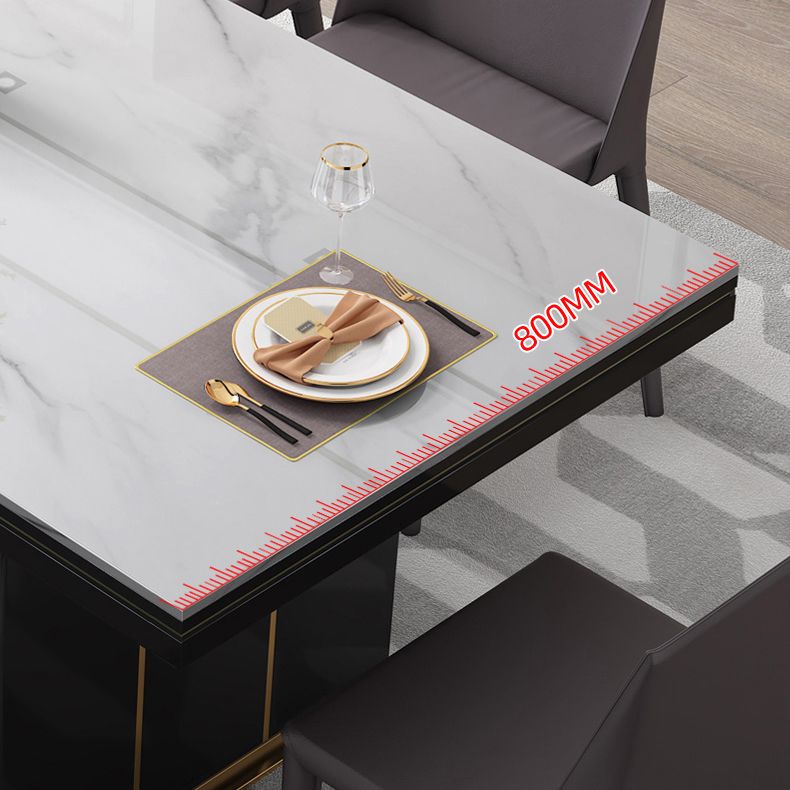 Table à manger de luxe traditionnelle Rectangle blanc Tableau de pierre fritté avec base en métal